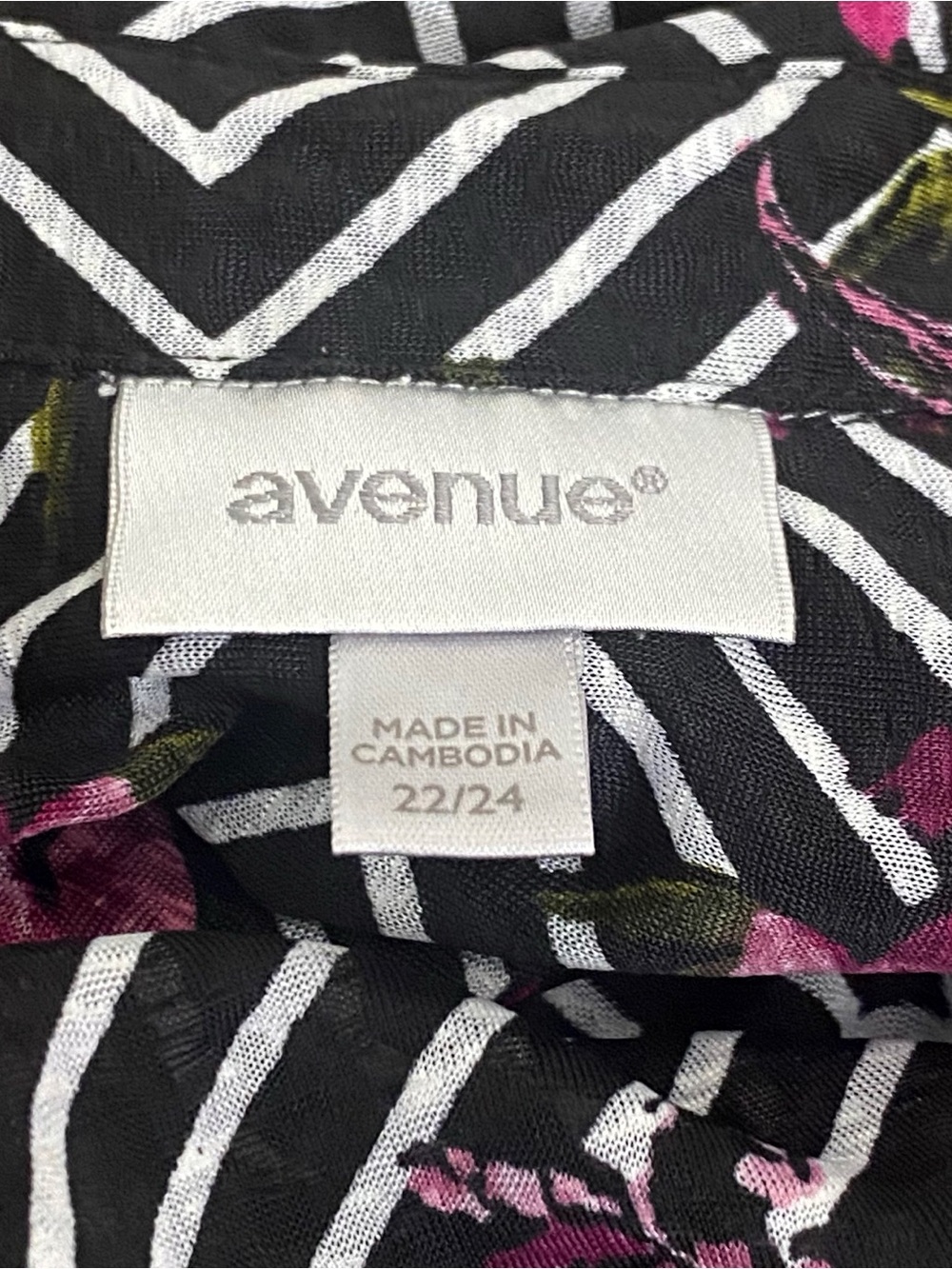 Avenue Sleeveless Floral-Stripe Button Up Longer Tunic Length Blouse 22/24 - Picture 5 of 7